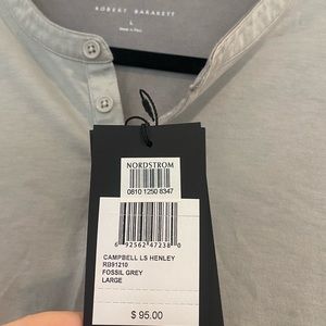 NWT Mens L Long Sleeve Grey Henley
